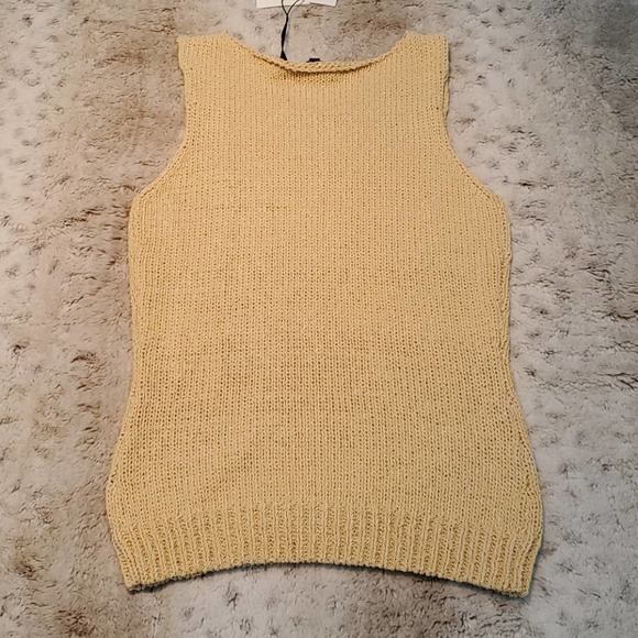 Theory Merletto Fitted Sleeveless Knit Shell Tanktop Pumpkin Seed New With Tags - Picture 4 of 4